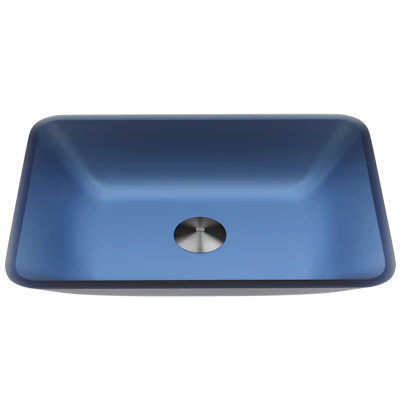 Matte Shell Sottile Royal Blue Glass 18 in. L x 13 in. W x 4 in. H Rectangular Vessel Bathroom Sink