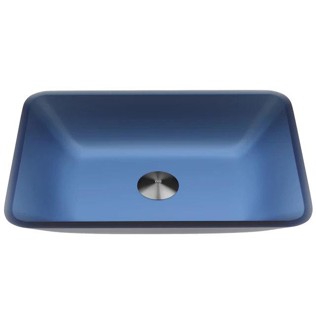 Matte Shell Sottile Royal Blue Glass 18 in. L x 13 in. W x 4 in. H Rectangular Vessel Bathroom Sink - angle 1 - other