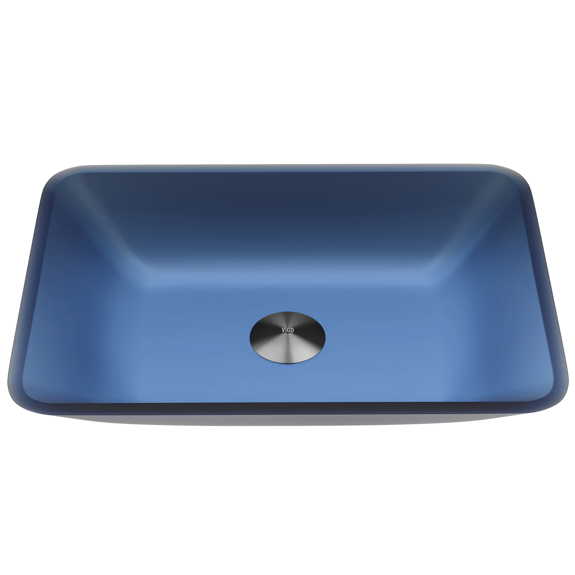 Matte Shell Sottile Royal Blue Glass 18 in. L x 13 in. W x 4 in. H Rectangular Vessel Bathroom Sink