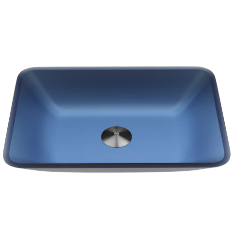 Matte Shell Sottile Royal Blue Glass 18 in. L x 13 in. W x 4 in. H Rectangular Vessel Bathroom Sink - image 1 - other