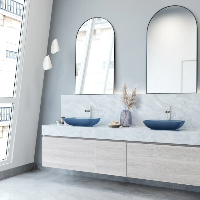 Matte Shell Sottile Royal Blue Glass 18 in. L x 13 in. W x 4 in. H Rectangular Vessel Bathroom Sink - angle 11 - other