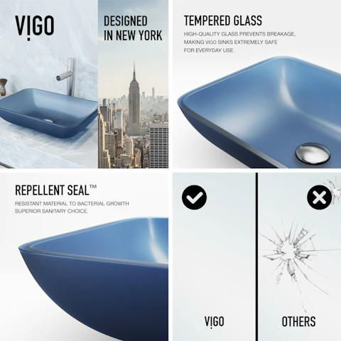 Matte Shell Sottile Royal Blue Glass 18 in. L x 13 in. W x 4 in. H Rectangular Vessel Bathroom Sink - image 5 - other