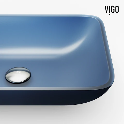 Matte Shell Sottile Royal Blue Glass 18 in. L x 13 in. W x 4 in. H Rectangular Vessel Bathroom Sink - image 6 - other