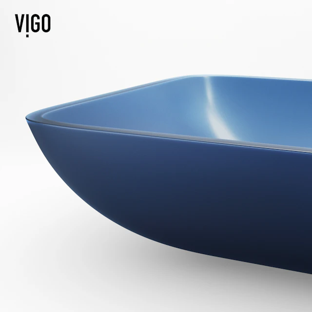 Matte Shell Sottile Royal Blue Glass 18 in. L x 13 in. W x 4 in. H Rectangular Vessel Bathroom Sink - angle 7 - other