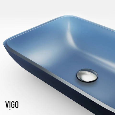 Matte Shell Sottile Royal Blue Glass 18 in. L x 13 in. W x 4 in. H Rectangular Vessel Bathroom Sink - image 8 - other