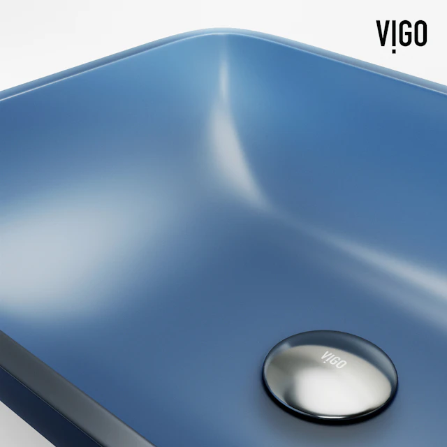Matte Shell Sottile Royal Blue Glass 18 in. L x 13 in. W x 4 in. H Rectangular Vessel Bathroom Sink - angle 9 - other