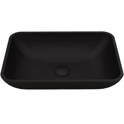 Matte Shell Sottile Black Glass 18 in. L x 13 in. W x 4 in. H Rectangular Vessel Bathroom Sink