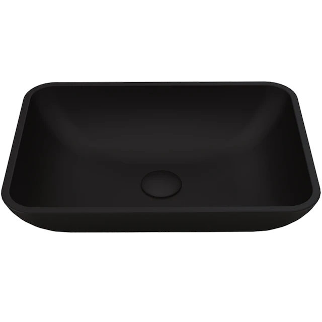 Matte Shell Sottile Black Glass 18 in. L x 13 in. W x 4 in. H Rectangular Vessel Bathroom Sink - angle 1 - other