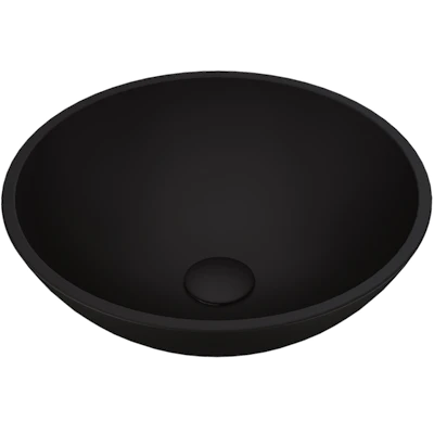 Cavalli Modern Black Matte Shell Glass  Round Vessel Bathroom Sink