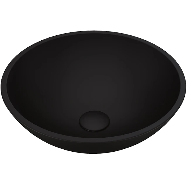 Cavalli Modern Black Matte Shell Glass  Round Vessel Bathroom Sink - angle 1 - other
