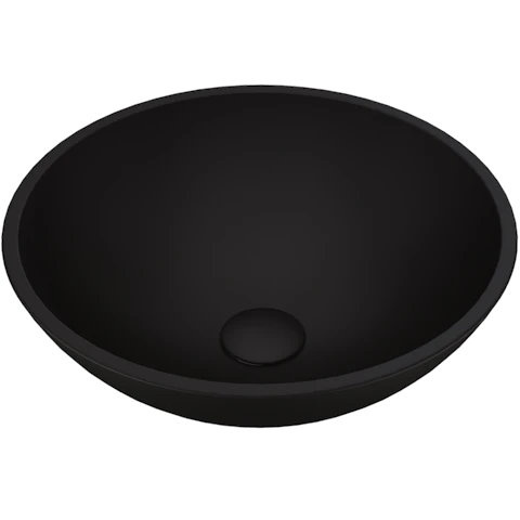 Cavalli Modern Black Matte Shell Glass  Round Vessel Bathroom Sink - image 1 - other