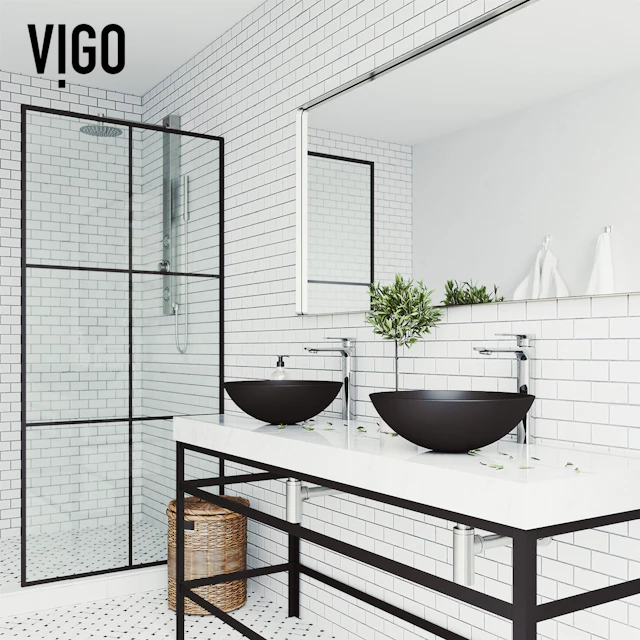 Cavalli Modern Black Matte Shell Glass  Round Vessel Bathroom Sink - angle 4 - other