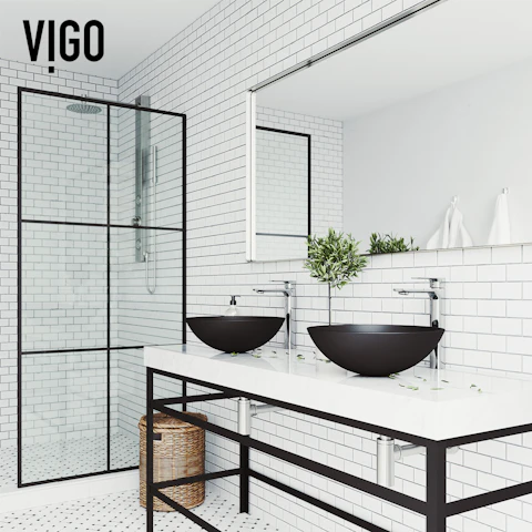 Cavalli Modern Black Matte Shell Glass  Round Vessel Bathroom Sink - image 4 - other