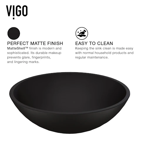 Cavalli Modern Black Matte Shell Glass  Round Vessel Bathroom Sink - image 6 - other