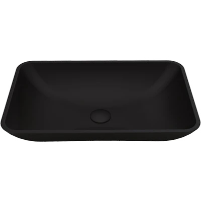 Hadyn Modern Black Matte Shell Glass 22 in. L x 14 in. W x 4 in. H Rectangular Vessel Bathroom Sink