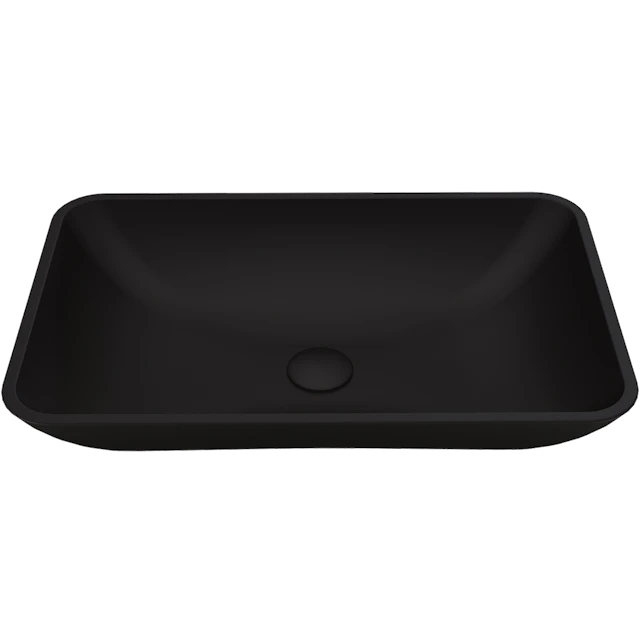 Hadyn Modern Black Matte Shell Glass 22 in. L x 14 in. W x 4 in. H Rectangular Vessel Bathroom Sink - angle 1 - other