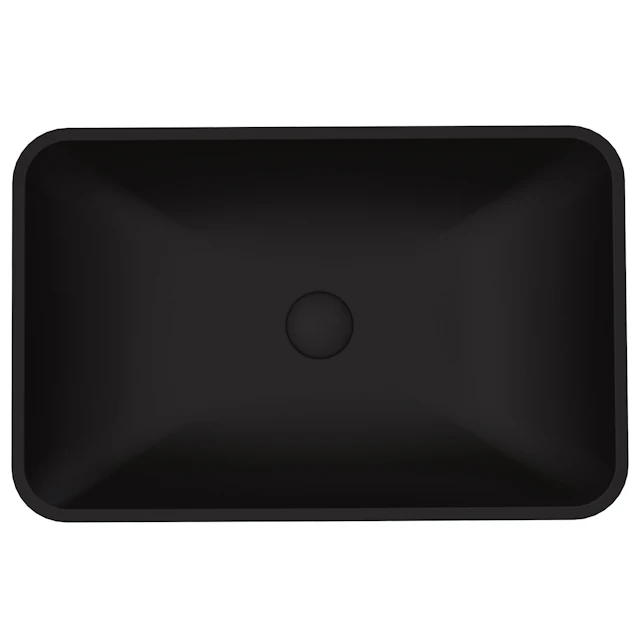 Hadyn Modern Black Matte Shell Glass 22 in. L x 14 in. W x 4 in. H Rectangular Vessel Bathroom Sink - angle 3 - other