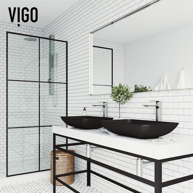 Hadyn Modern Black Matte Shell Glass 22 in. L x 14 in. W x 4 in. H Rectangular Vessel Bathroom Sink - angle 4 - other
