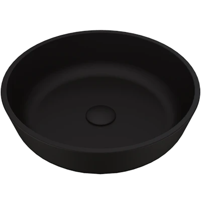 Modern Modus Black Matte Shell Glass 17 in. L x 17 in. W x 4 in. H Round Vessel Bathroom Sink