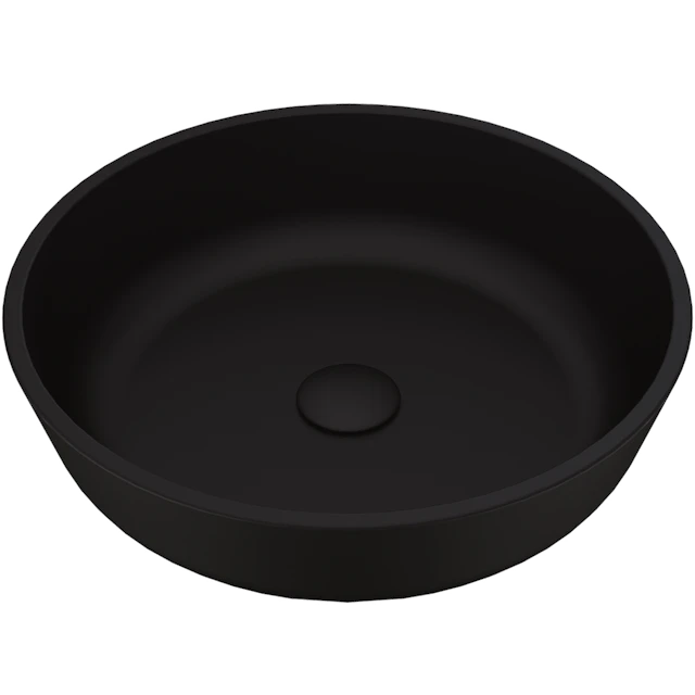 Modern Modus Black Matte Shell Glass 17 in. L x 17 in. W x 4 in. H Round Vessel Bathroom Sink - angle 1 - other
