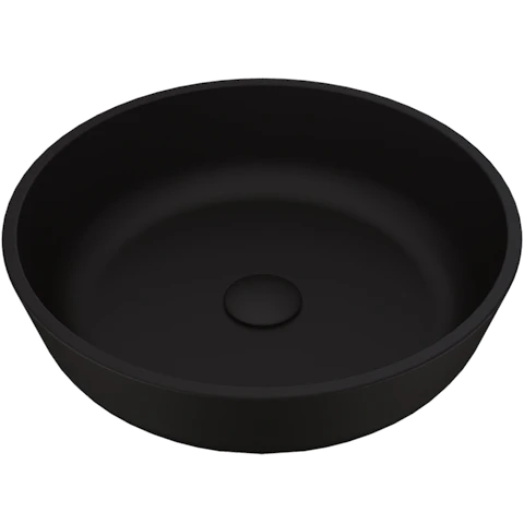 Modern Modus Black Matte Shell Glass 17 in. L x 17 in. W x 4 in. H Round Vessel Bathroom Sink - image 1 - other