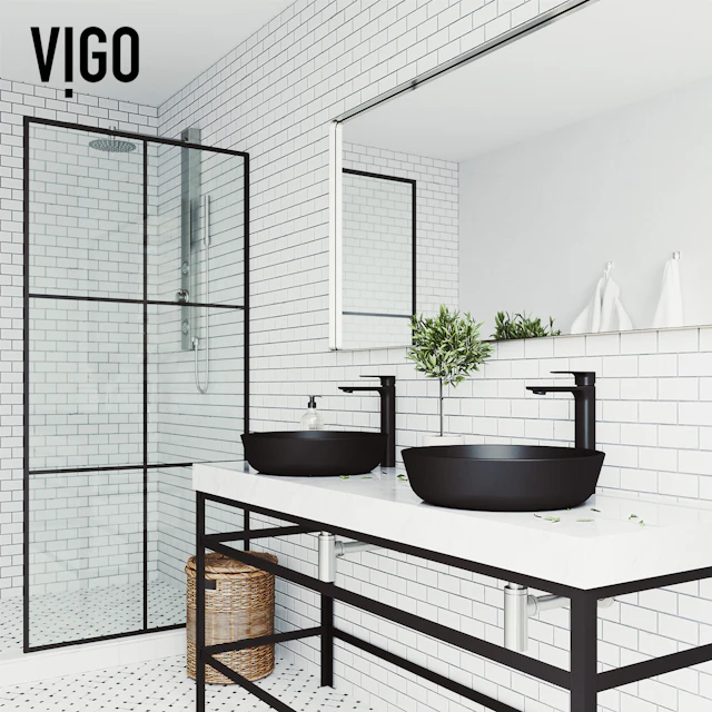 Modern Modus Black Matte Shell Glass 17 in. L x 17 in. W x 4 in. H Round Vessel Bathroom Sink - angle 4 - other