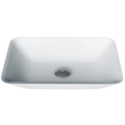 Matte Shell Sottile White Glass 18 in. L x 13 in. W x 4 in. H Rectangular Vessel Bathroom Sink