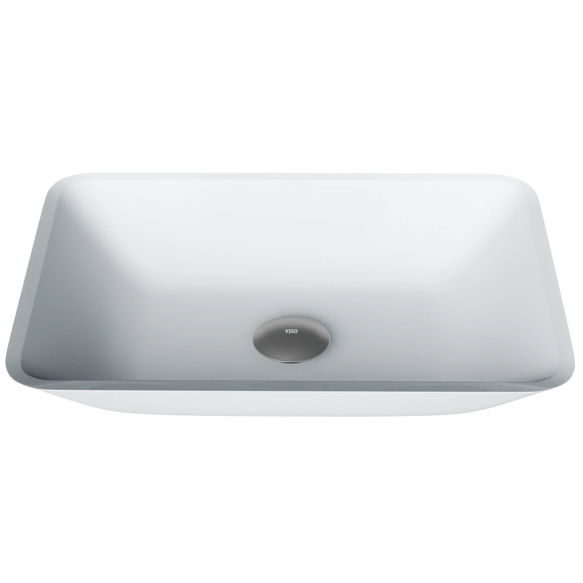 Matte Shell Sottile White Glass 18 in. L x 13 in. W x 4 in. H Rectangular Vessel Bathroom Sink