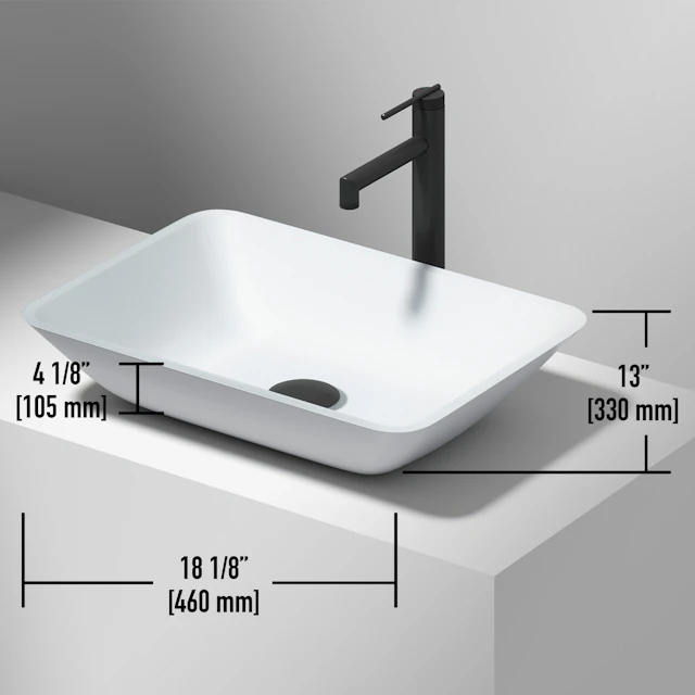 Matte Shell Sottile White Glass 18 in. L x 13 in. W x 4 in. H Rectangular Vessel Bathroom Sink - angle 4 - other
