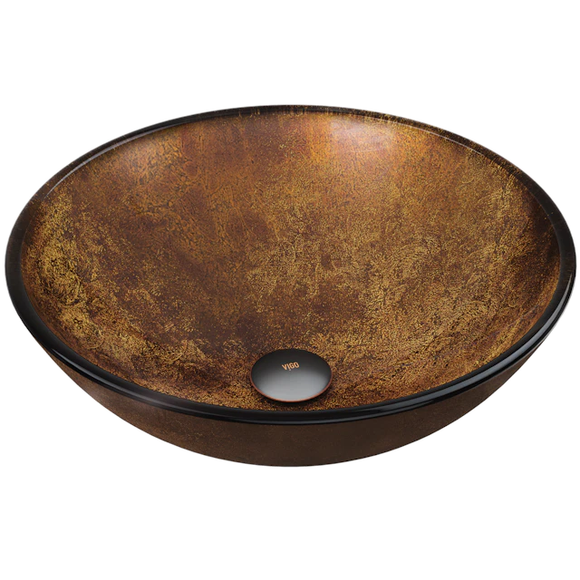 Giovanni Russet Brown Glass 17 in. L x 17 in. W x 6 in. H Round Vessel Bathroom Sink - angle 1 - other