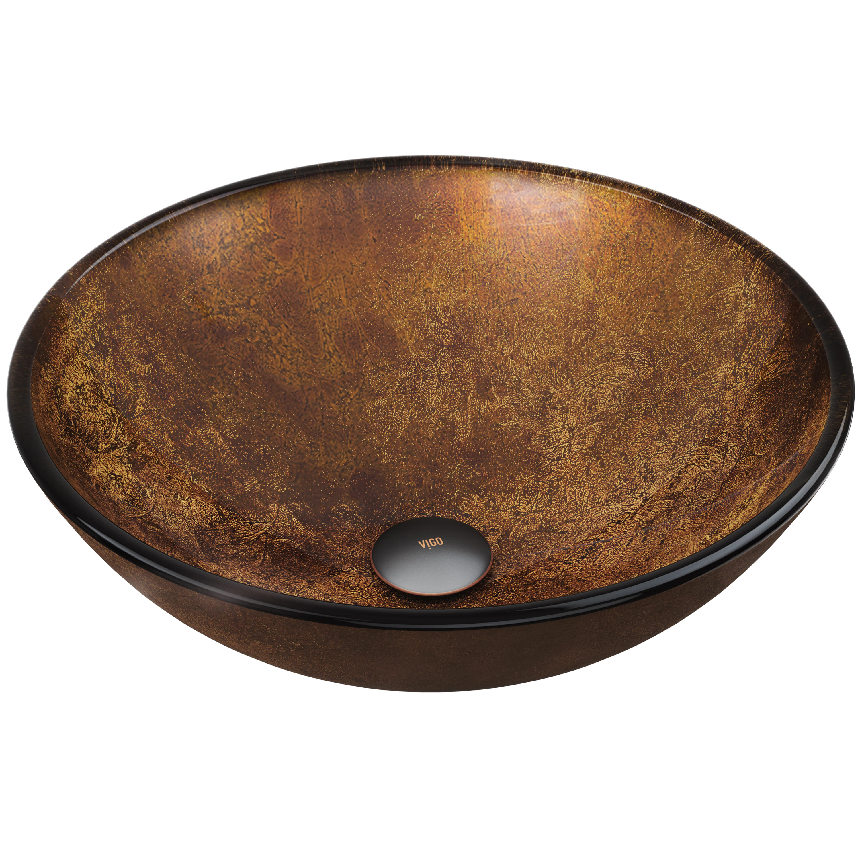 Giovanni Russet Brown Glass 17 in. L x 17 in. W x 6 in. H Round Vessel Bathroom Sink