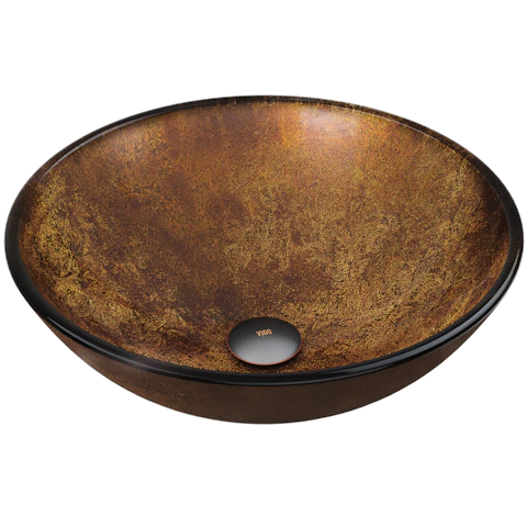 Giovanni Russet Brown Glass 17 in. L x 17 in. W x 6 in. H Round Vessel Bathroom Sink - image 1 - other