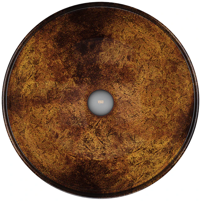 Giovanni Russet Brown Glass 17 in. L x 17 in. W x 6 in. H Round Vessel Bathroom Sink - angle 2 - other