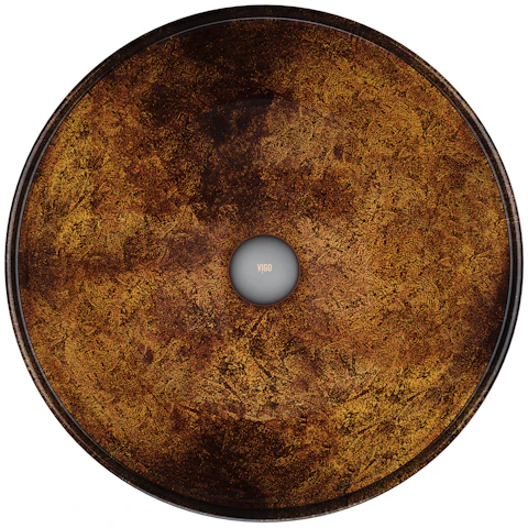 Giovanni Russet Brown Glass 17 in. L x 17 in. W x 6 in. H Round Vessel Bathroom Sink - image 2 - other