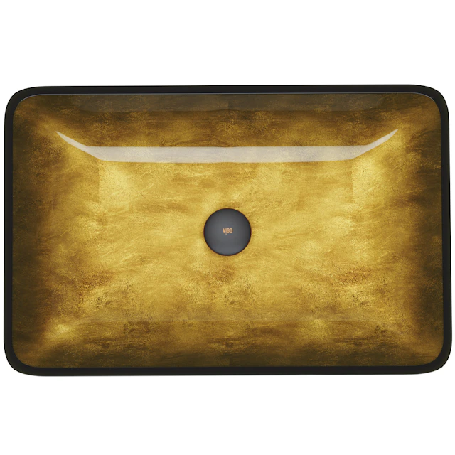 Donatello Gold Glass 22 in. L x 14 in. W x 5 in. H Rectangular Vessel Bathroom Sink - angle 2 - other