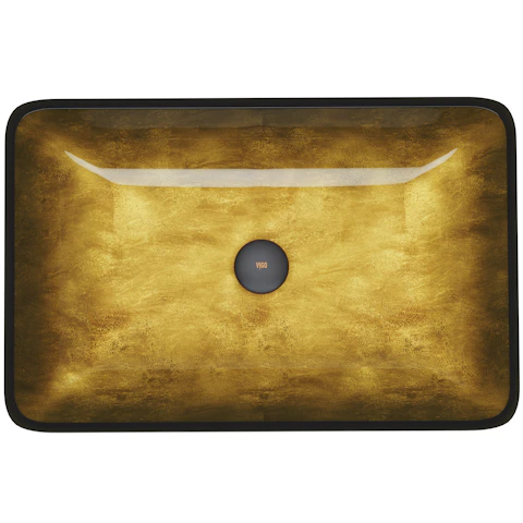 Donatello Gold Glass 22 in. L x 14 in. W x 5 in. H Rectangular Vessel Bathroom Sink - image 2 - other