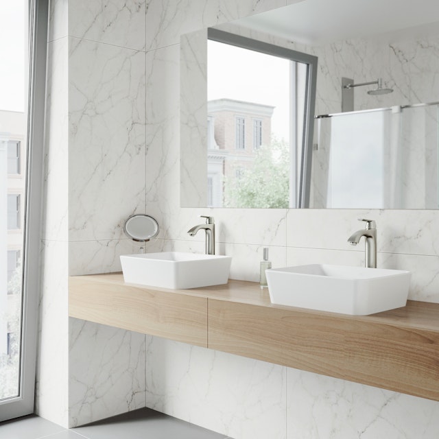 Matte Stone Marigold Composite Rectangular Vessel Bathroom Sink in White with Faucet and Pop-Up Drain - image 2 - other