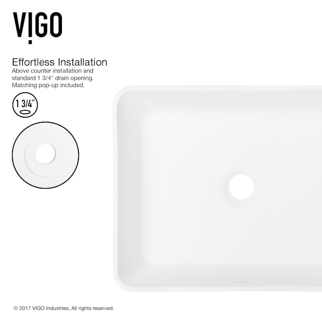 Matte Stone Marigold Composite Rectangular Vessel Bathroom Sink in White with Faucet and Pop-Up Drain - image 5 - other