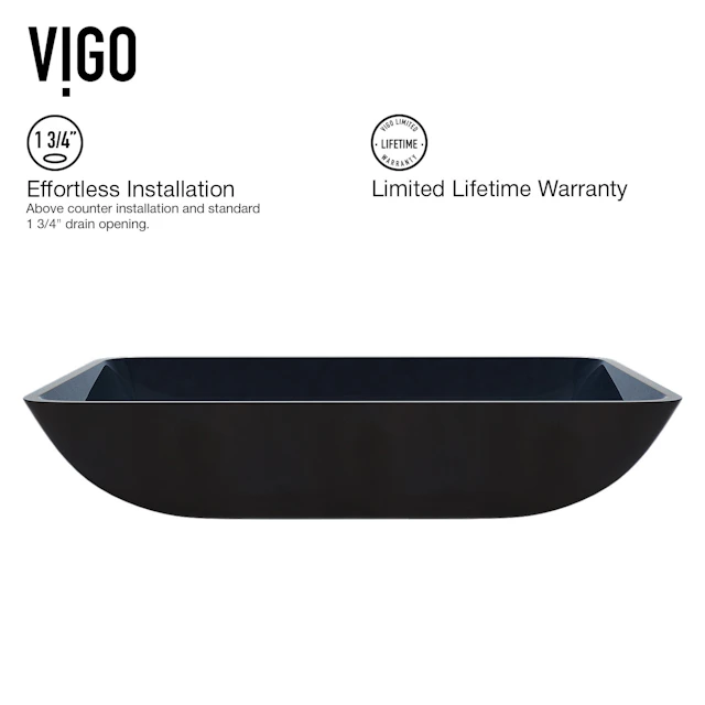 Glass Rectangular Vessel Bathroom Sink in Turquoise Blue with Duris Faucet and Pop-Up Drain - angle 6 - other