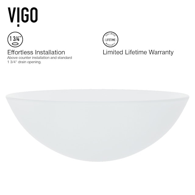 Glass Round Vessel Bathroom Sink in Frosted White with Milo Faucet and Pop-Up Drain - image 5 - other