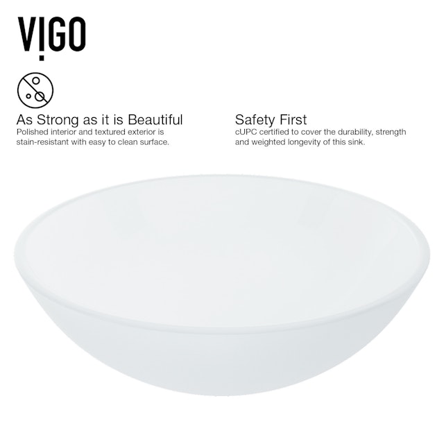 Glass Round Vessel Bathroom Sink in Frosted White with Milo Faucet and Pop-Up Drain - image 6 - other