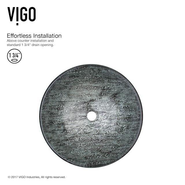 Glass Round Vessel Bathroom Sink in Titanium Gray with Niko Faucet and Pop-Up Drain - image 5 - other