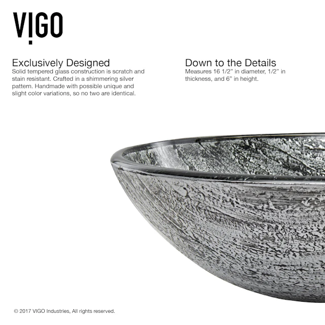 Glass Round Vessel Bathroom Sink in Titanium Gray with Niko Faucet and Pop-Up Drain - angle 7 - other
