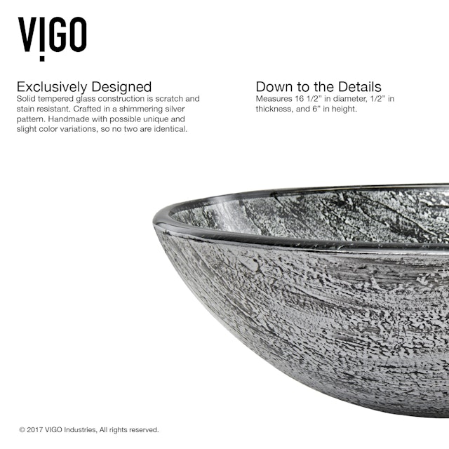 Glass Round Vessel Bathroom Sink in Titanium Gray with Niko Faucet and Pop-Up Drain - image 7 - other