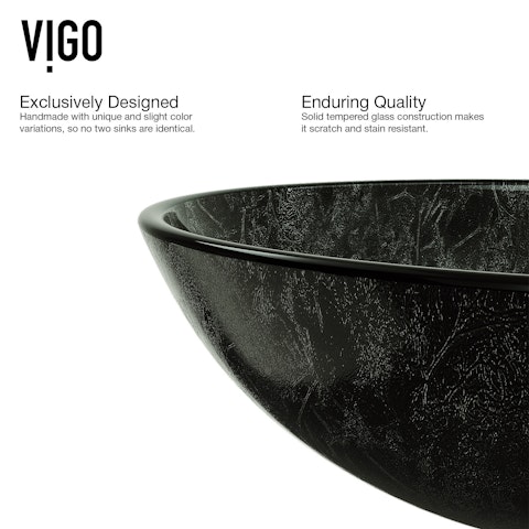 Glass Round Vessel Bathroom Sink in Onyx Gray with Niko Faucet and Pop-Up Drain - image 7 - other
