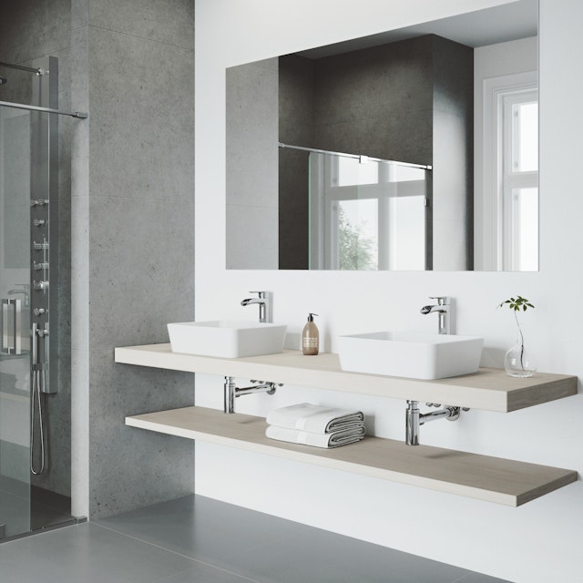 Matte Stone Marigold Composite Rectangular Vessel Bathroom Sink in White with Niko Faucet and Pop-Up Drain - image 2 - other