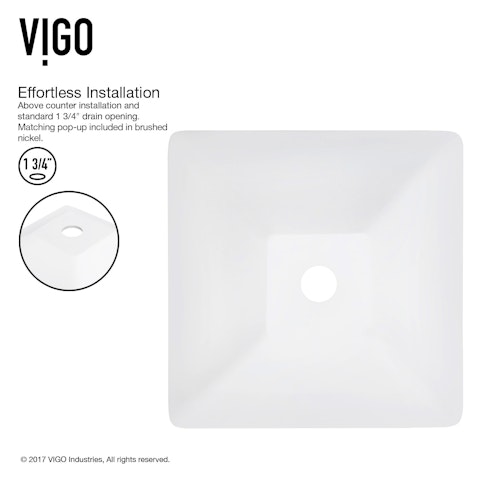 Matte Stone Hibiscus Composite Square Vessel Bathroom Sink in White with Niko Faucet and Pop-Up Drain - image 5 - other