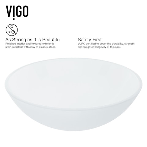 Glass Round Vessel Bathroom Sink in Frosted White with Linus Faucet and Pop-Up Drain - image 6 - other