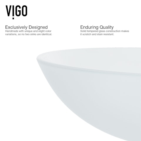 Glass Round Vessel Bathroom Sink in Frosted White with Linus Faucet and Pop-Up Drain - image 7 - other