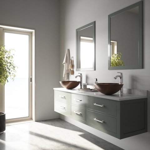 Glass Round Vessel Bathroom Sink in Russet Brown with Linus Faucet and Pop-Up Drain - image 2 - other